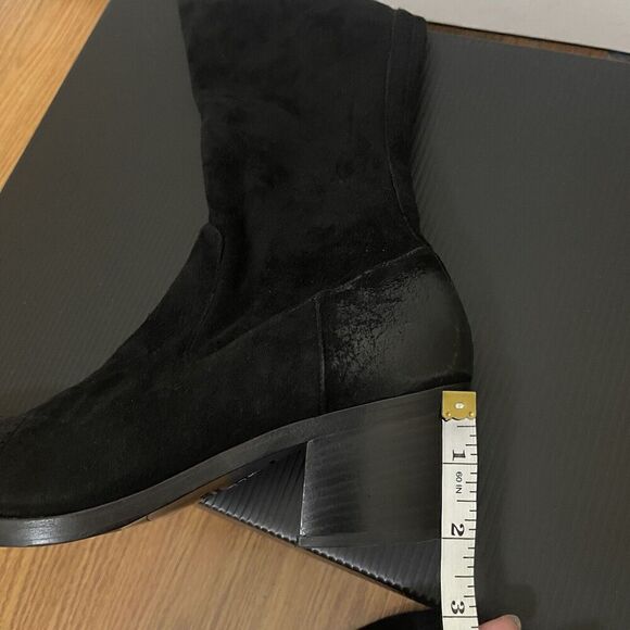 PRADA black suede leather western mid calf heeled boot size 35.5 US 5.5 - Picture 14 of 16